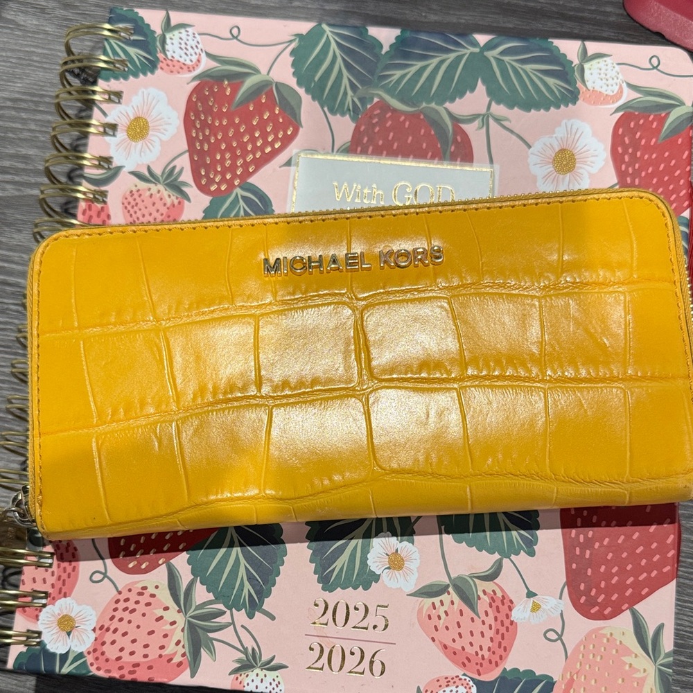Michael Kors Yellow Croc-Embossed Wallet